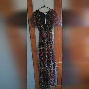 New Baltic Born Marseille Black Floral Maxi Dress Medium